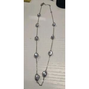 HONORA 925 Sterling Freshwater Gray Pearl TIN CUP Necklace .17-19"